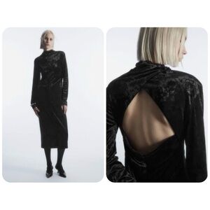 COS Open Back Velvet Midi Dress
